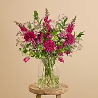 Easter flower bouquet with roses chrysanthemum and tulips