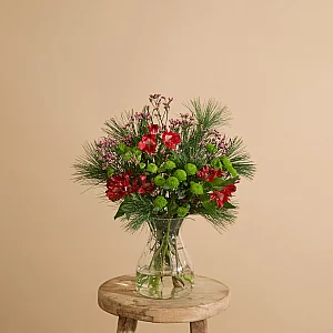 Black Friday Flower bouquet with alstromeria Santini and pine