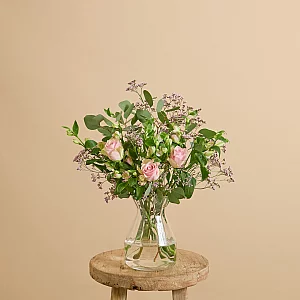 Easter flower bouquet with roses and alstroemerias