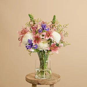 Easter flower bouquet with snapdragons and chrysanthemum