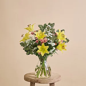 Anniversary Flower bouquet with lilies and santinis