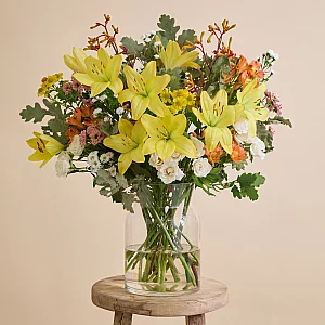 Anniversary Flower bouquet with roses and lilies