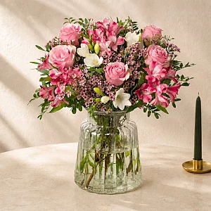 Pink Roses and Freesias