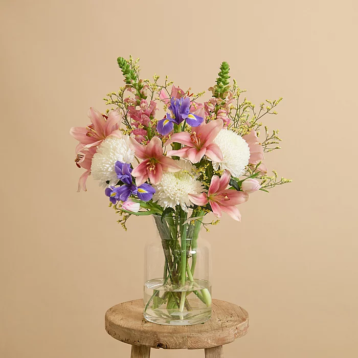 Easter flower bouquet with snapdragons and chrysanthemum