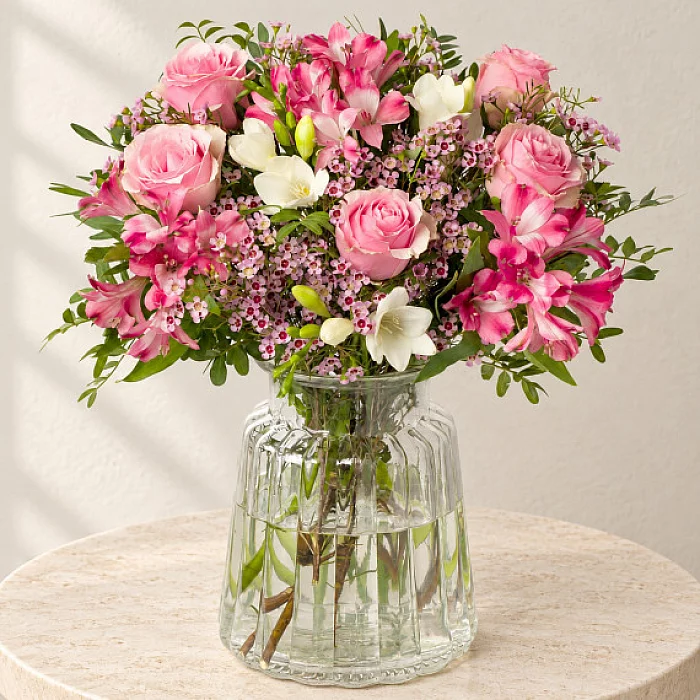 Pink Roses and Freesias